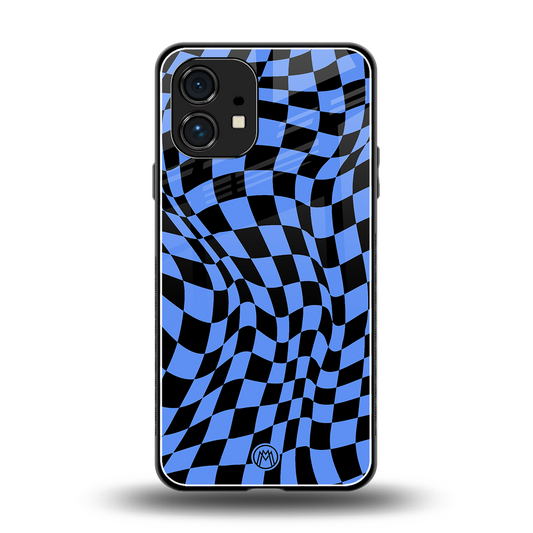 groovy blue black pattern back phone cover | glass case for nothing phone 1