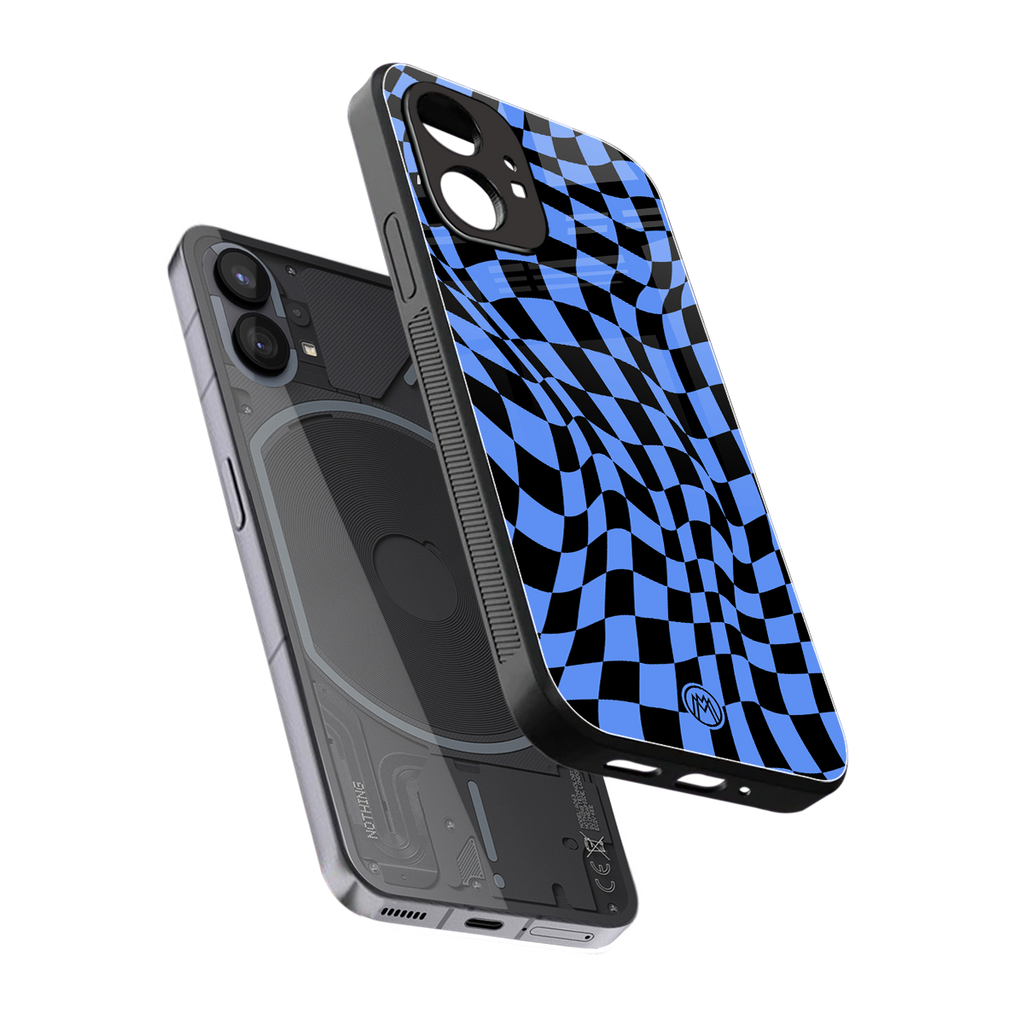 groovy blue black pattern back phone cover | glass case for nothing phone 1