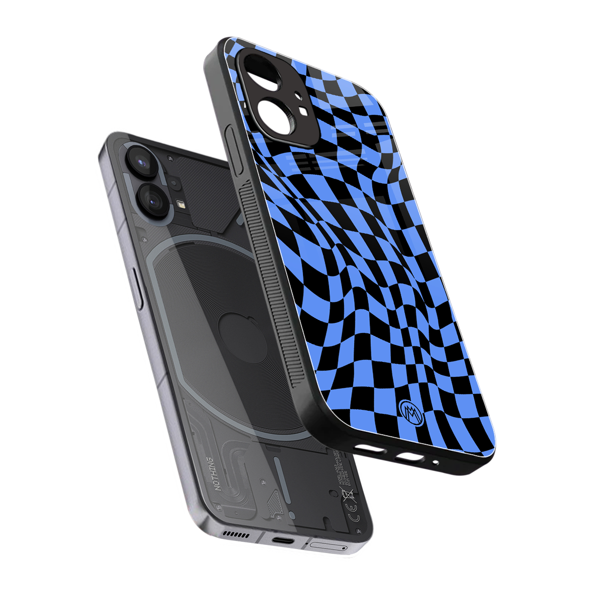 groovy blue black pattern back phone cover | glass case for nothing phone 1