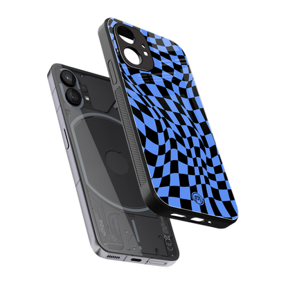 groovy blue black pattern back phone cover | glass case for nothing phone 1