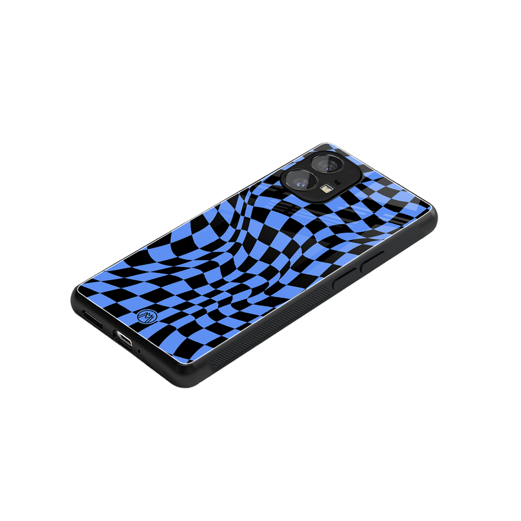 groovy blue black pattern back phone cover | glass case for nothing phone 1