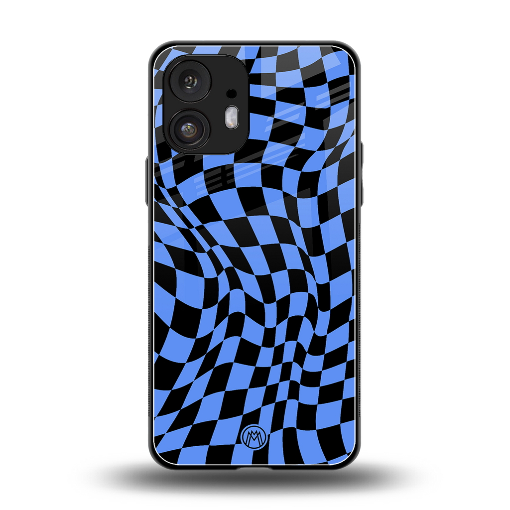 groovy blue black pattern back phone cover | glass case for nothing phone 2