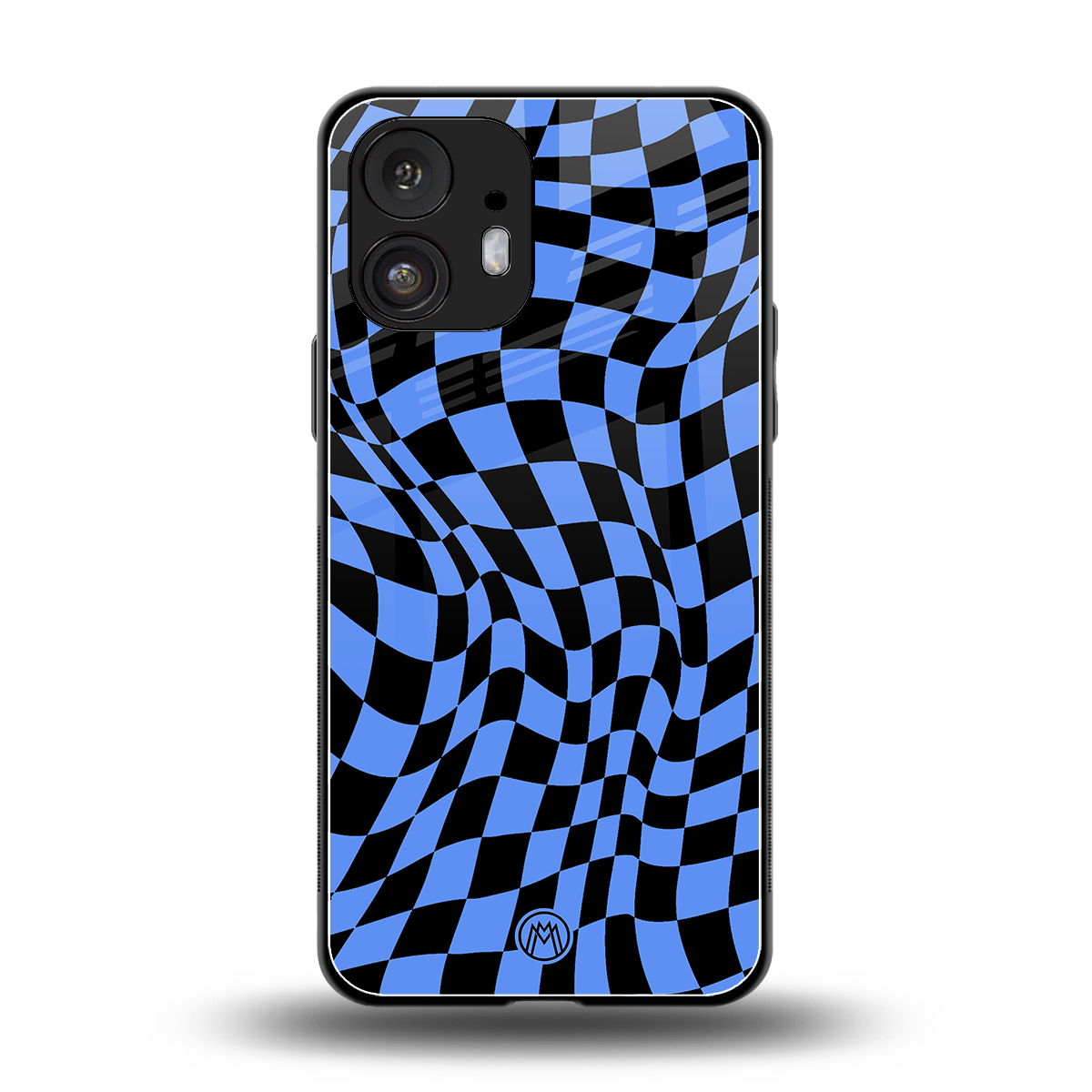 groovy blue black pattern back phone cover | glass case for nothing phone 2