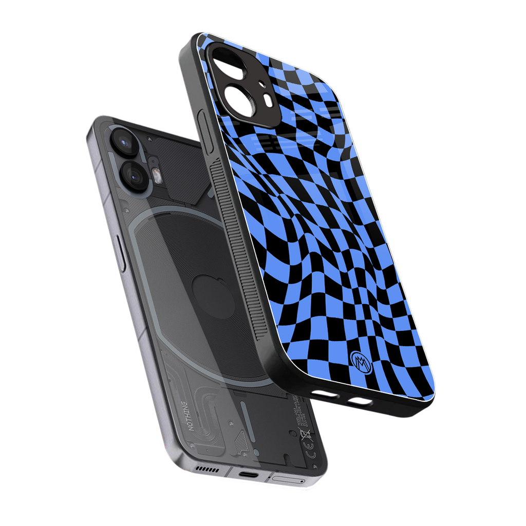 groovy blue black pattern back phone cover | glass case for nothing phone 2
