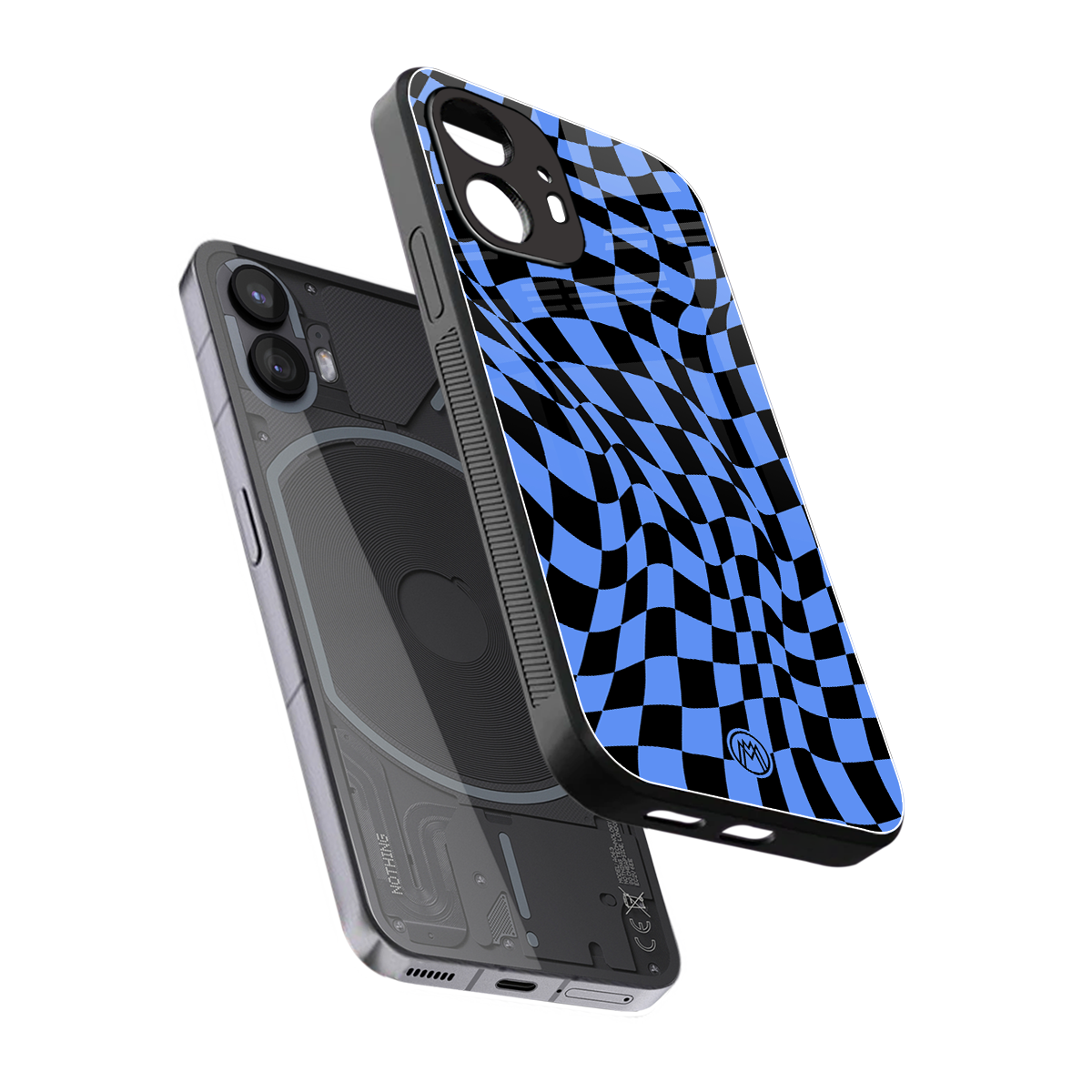 groovy blue black pattern back phone cover | glass case for nothing phone 2
