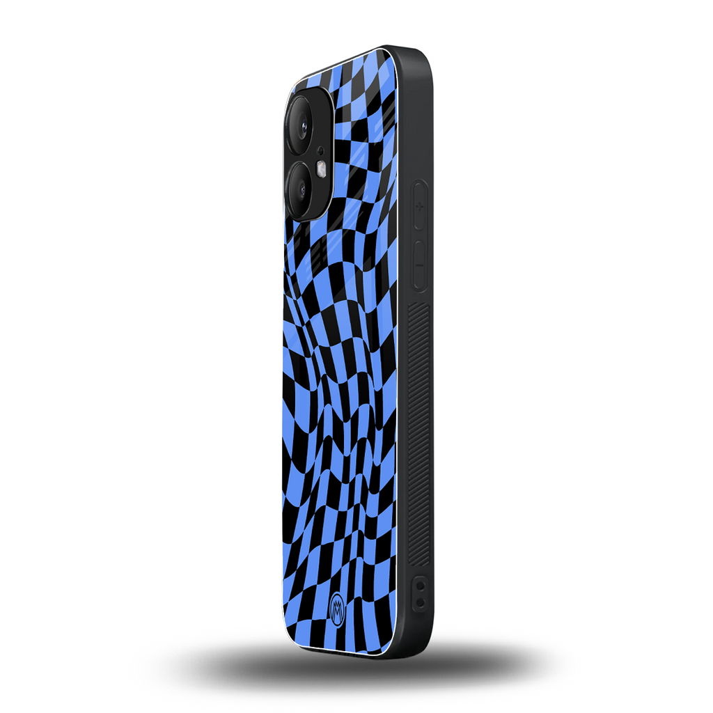 groovy blue black pattern back phone cover | glass case for nothing phone 2