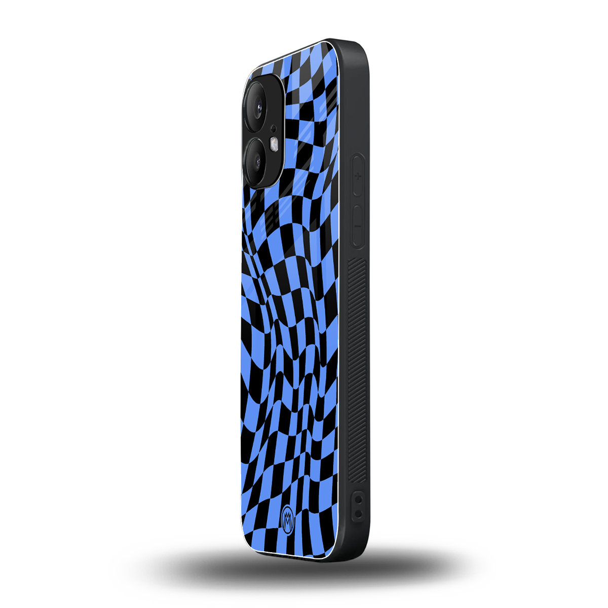 groovy blue black pattern back phone cover | glass case for nothing phone 2