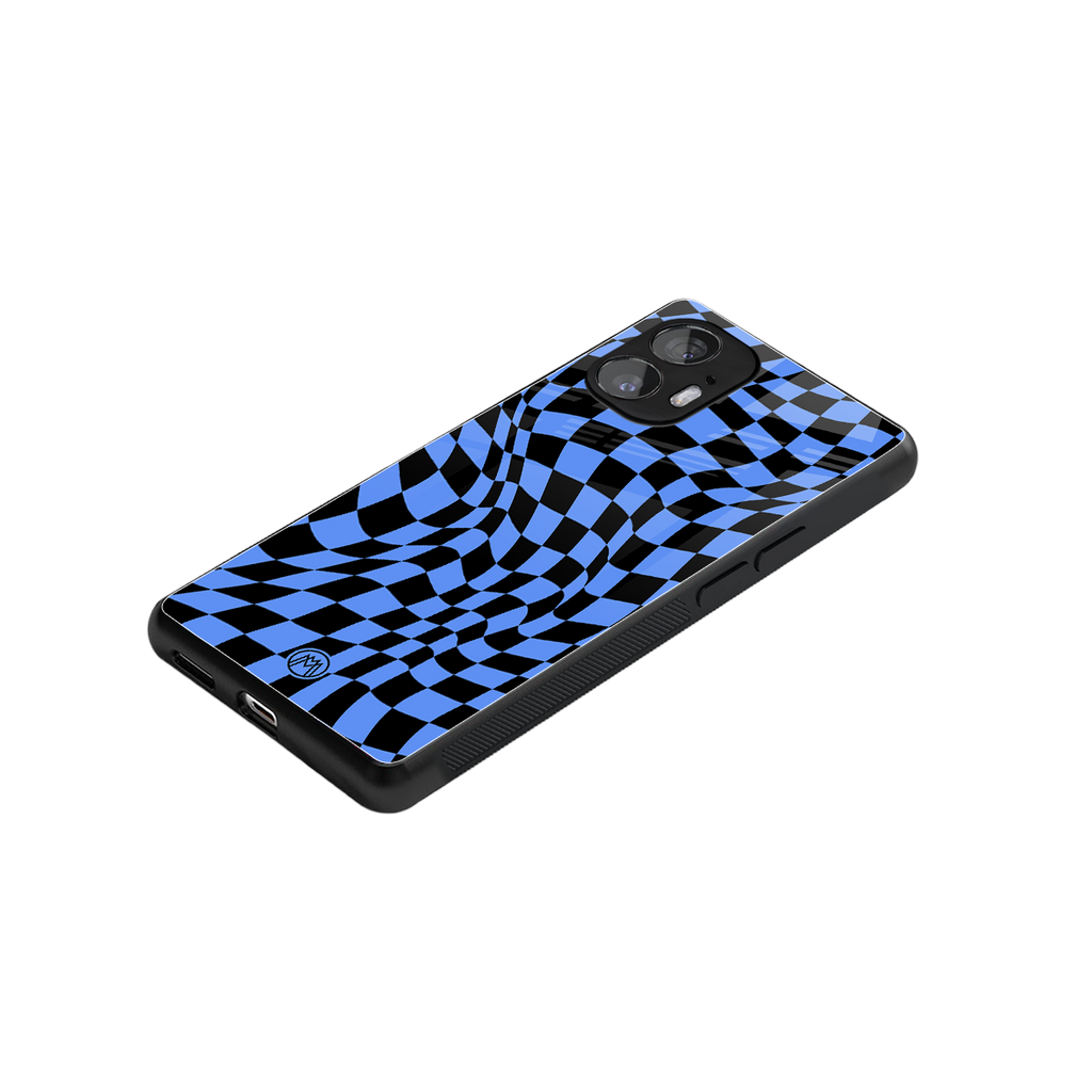 groovy blue black pattern back phone cover | glass case for nothing phone 2