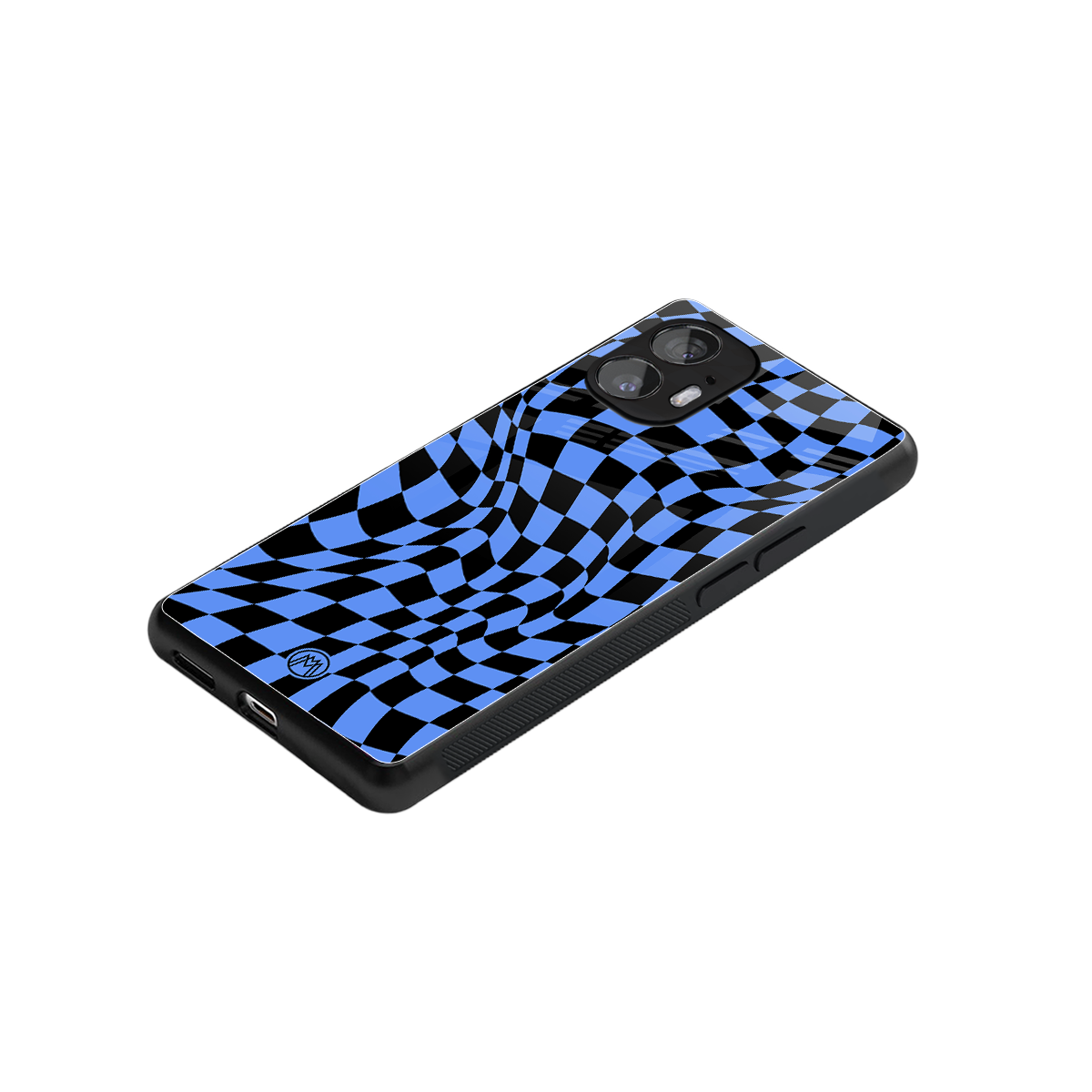 groovy blue black pattern back phone cover | glass case for nothing phone 2