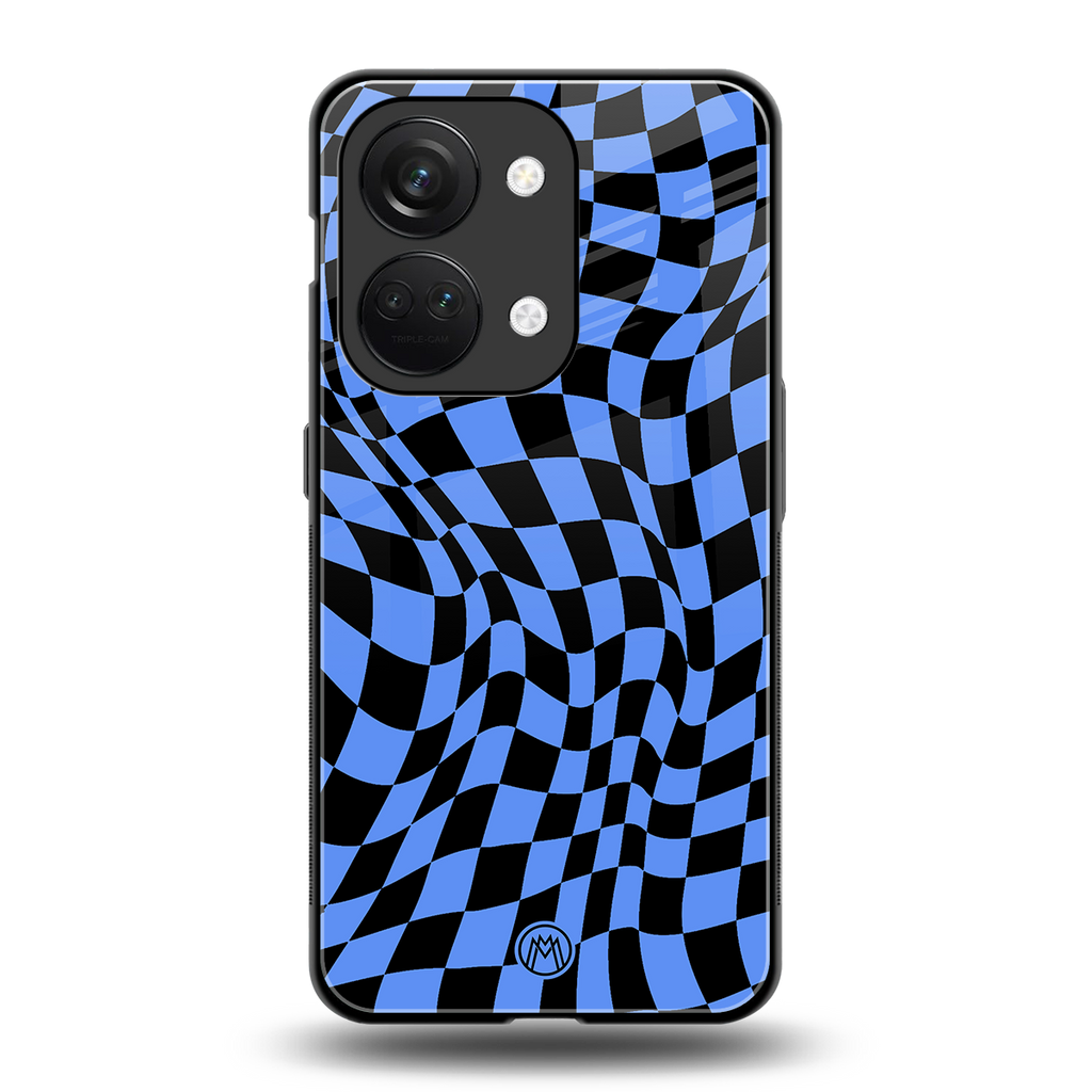 groovy blue black pattern back phone cover | glass case for oneplus nord 3