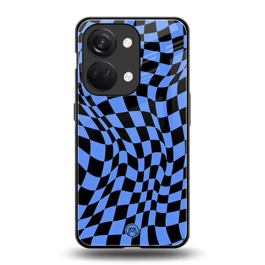 groovy blue black pattern back phone cover | glass case for oneplus nord 3