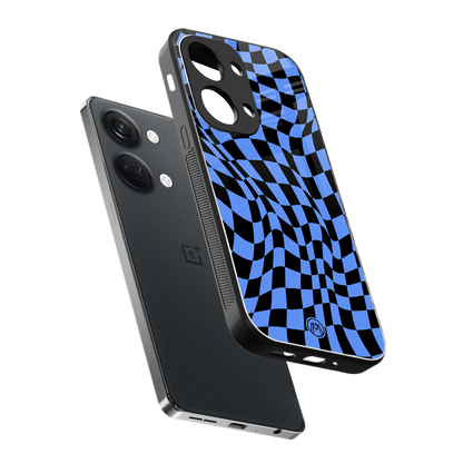 groovy blue black pattern back phone cover | glass case for oneplus nord 3