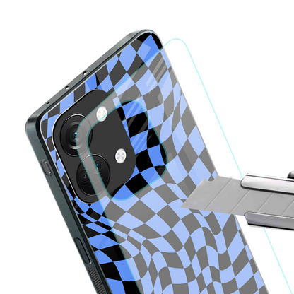 groovy blue black pattern back phone cover | glass case for oneplus nord 3