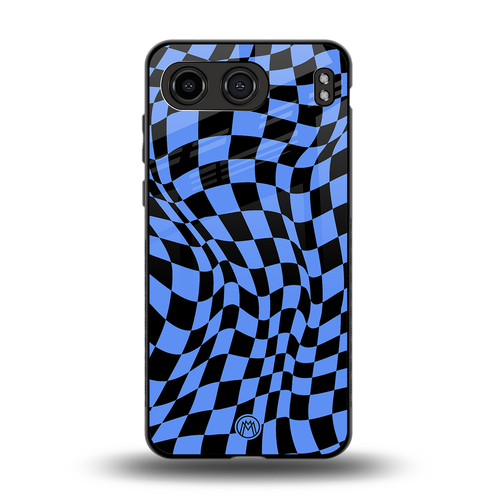 groovy blue black pattern back phone cover | glass case for oneplus nord 4