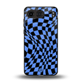 groovy blue black pattern back phone cover | glass case for oneplus nord 4