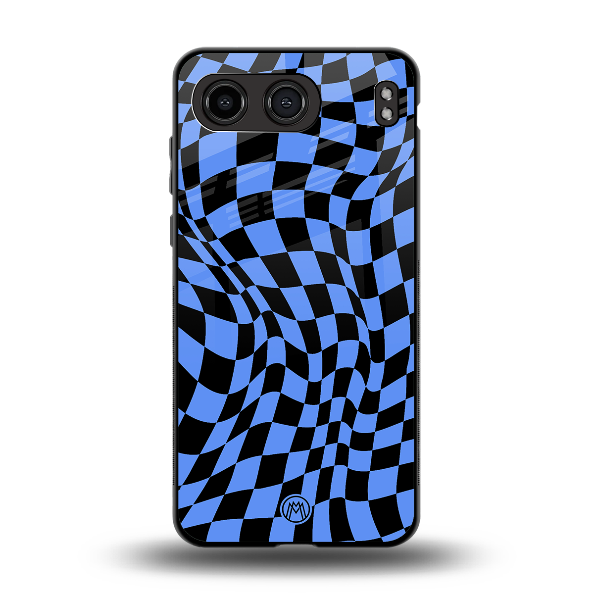 groovy blue black pattern back phone cover | glass case for oneplus nord 4
