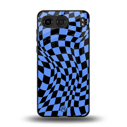 groovy blue black pattern back phone cover | glass case for oneplus nord 4