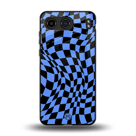 groovy blue black pattern back phone cover | glass case for oneplus nord 4
