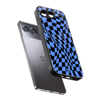 groovy blue black pattern back phone cover | glass case for oneplus nord 4