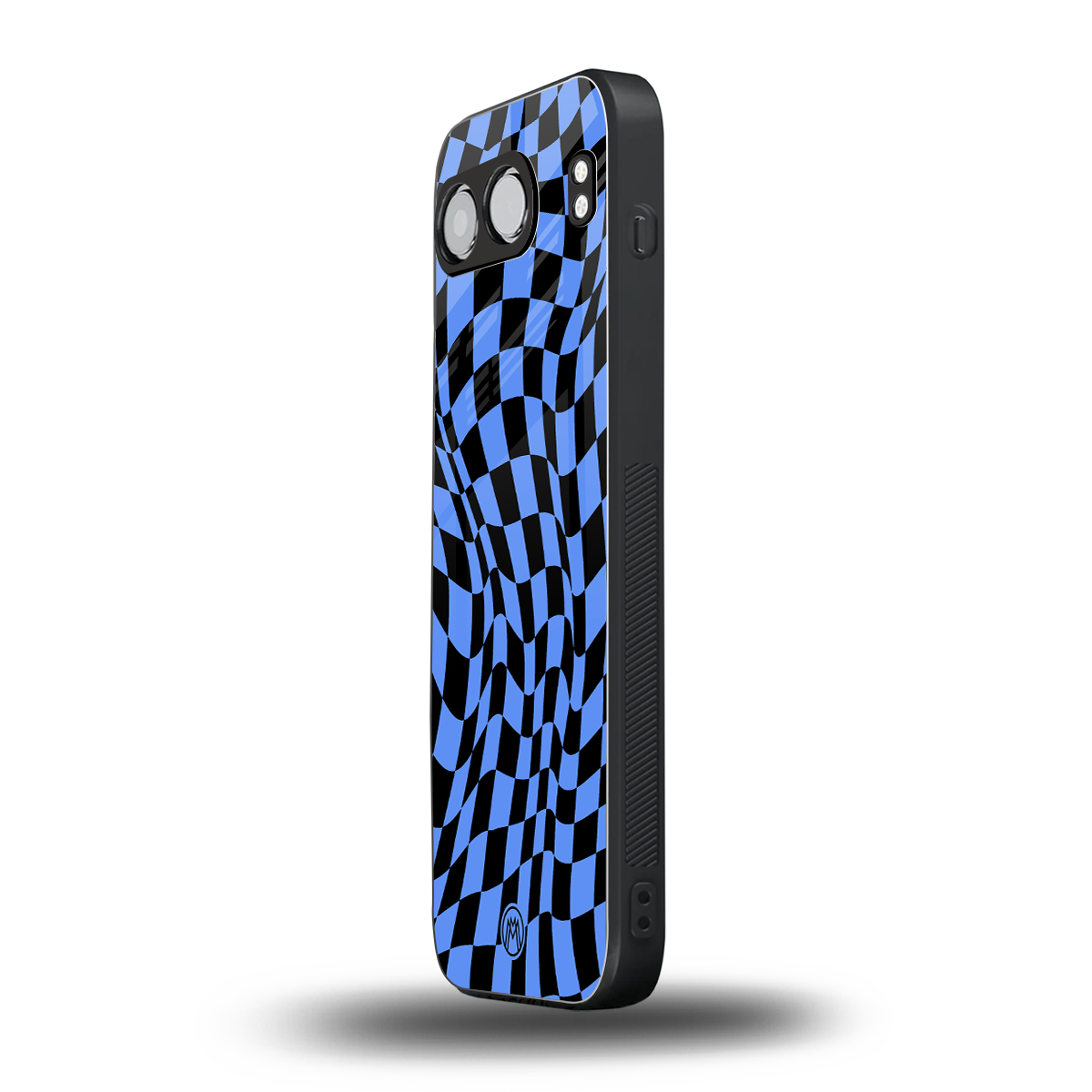 groovy blue black pattern back phone cover | glass case for oneplus nord 4