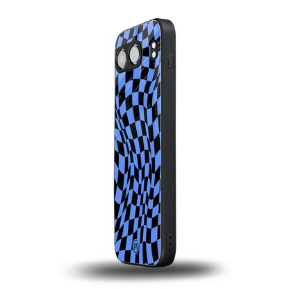 groovy blue black pattern back phone cover | glass case for oneplus nord 4