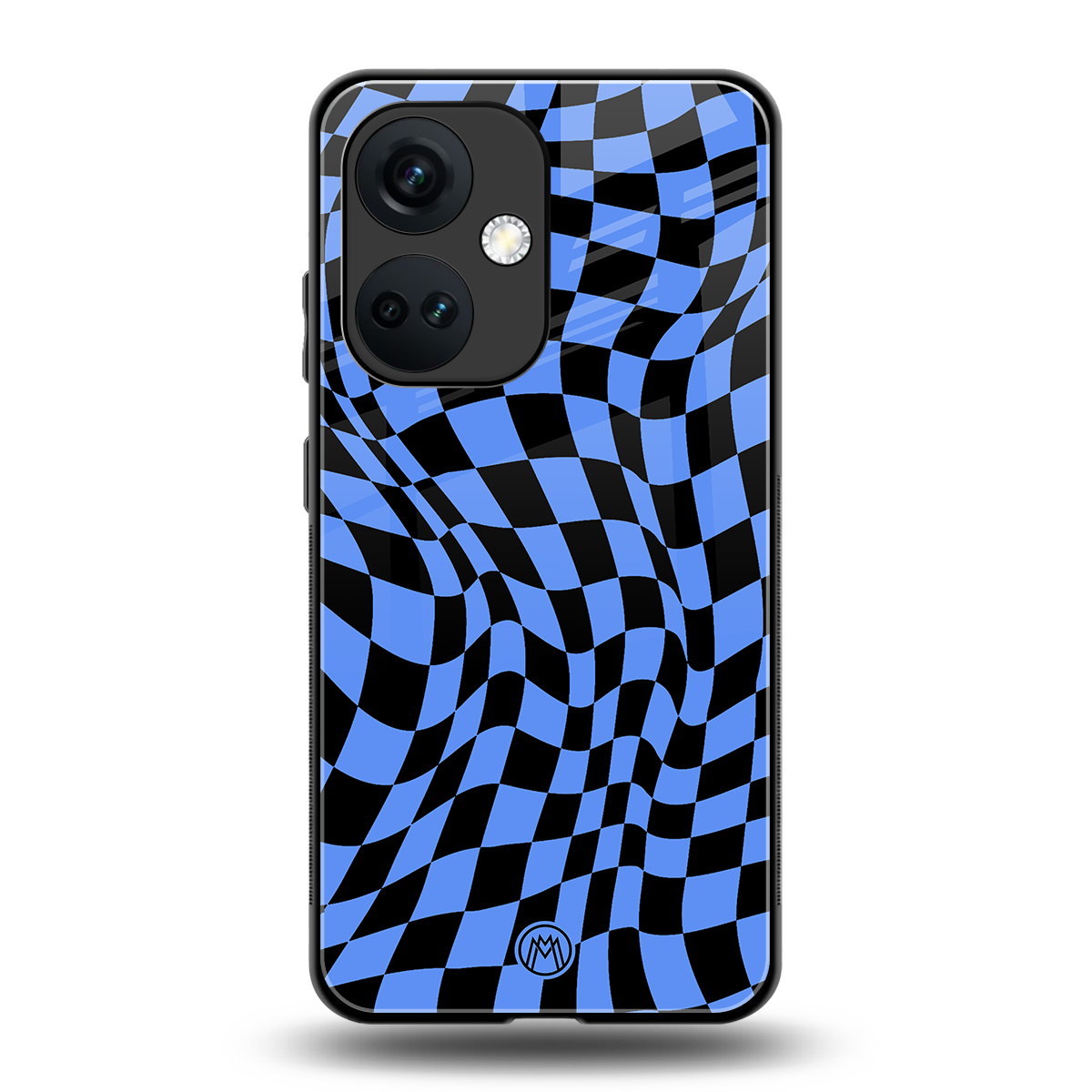 groovy blue black pattern back phone cover | glass case for oneplus nord ce 3