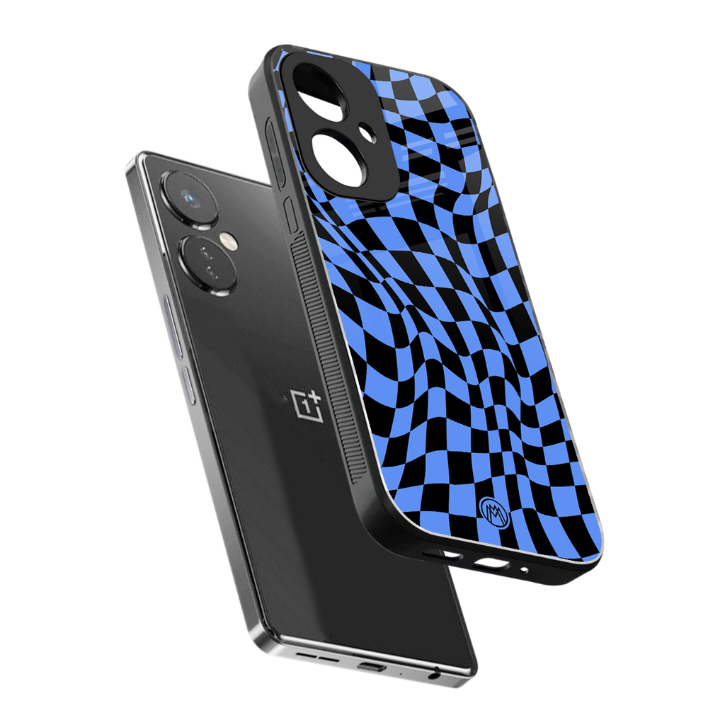 groovy blue black pattern back phone cover | glass case for oneplus nord ce 3