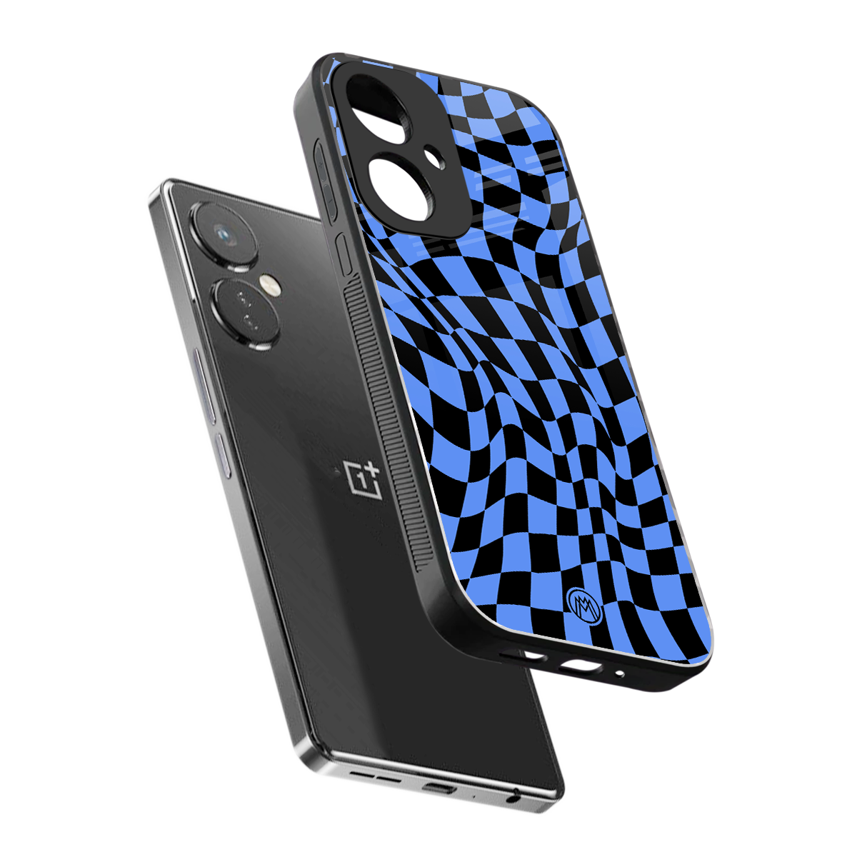 groovy blue black pattern back phone cover | glass case for oneplus nord ce 3