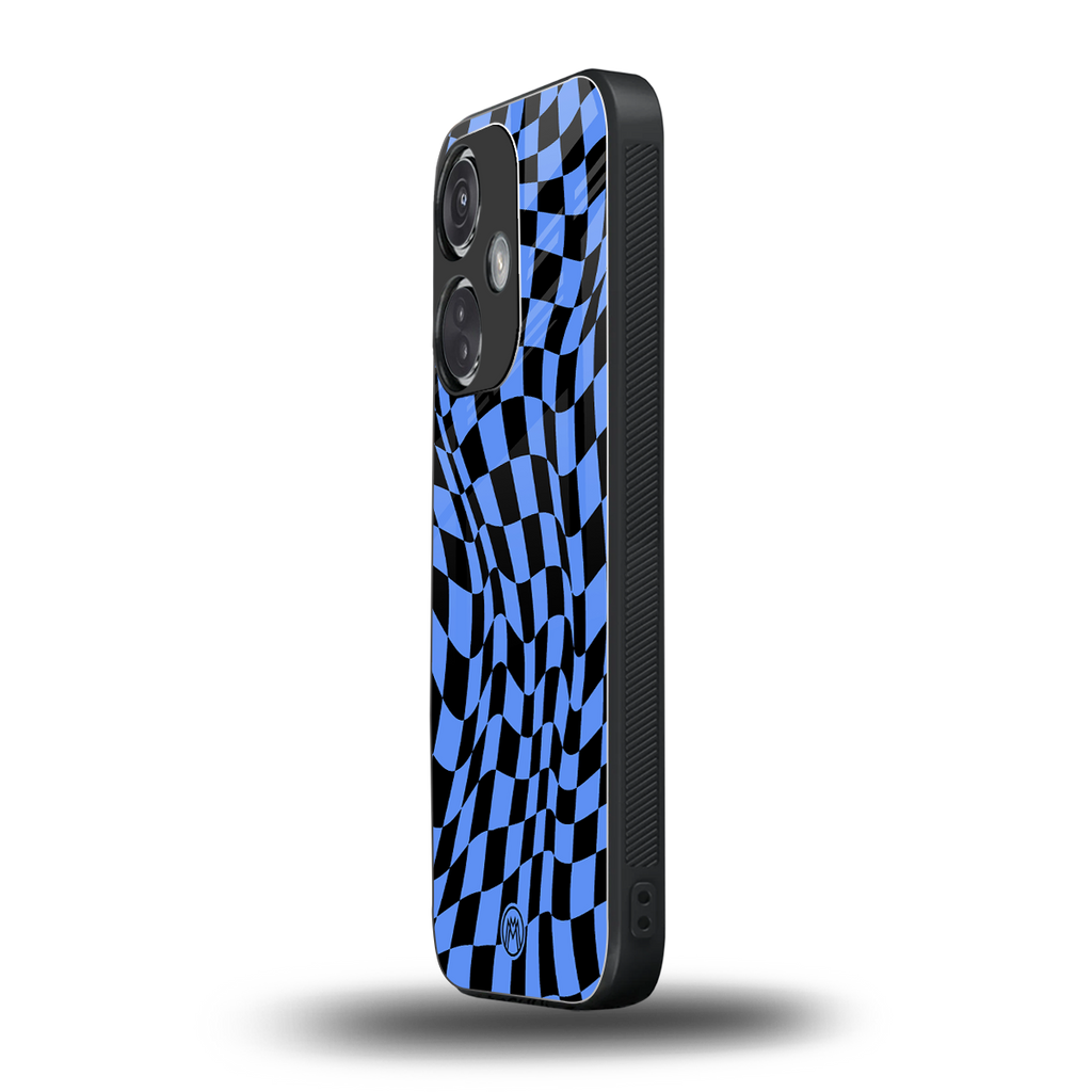 groovy blue black pattern back phone cover | glass case for oneplus nord ce 3