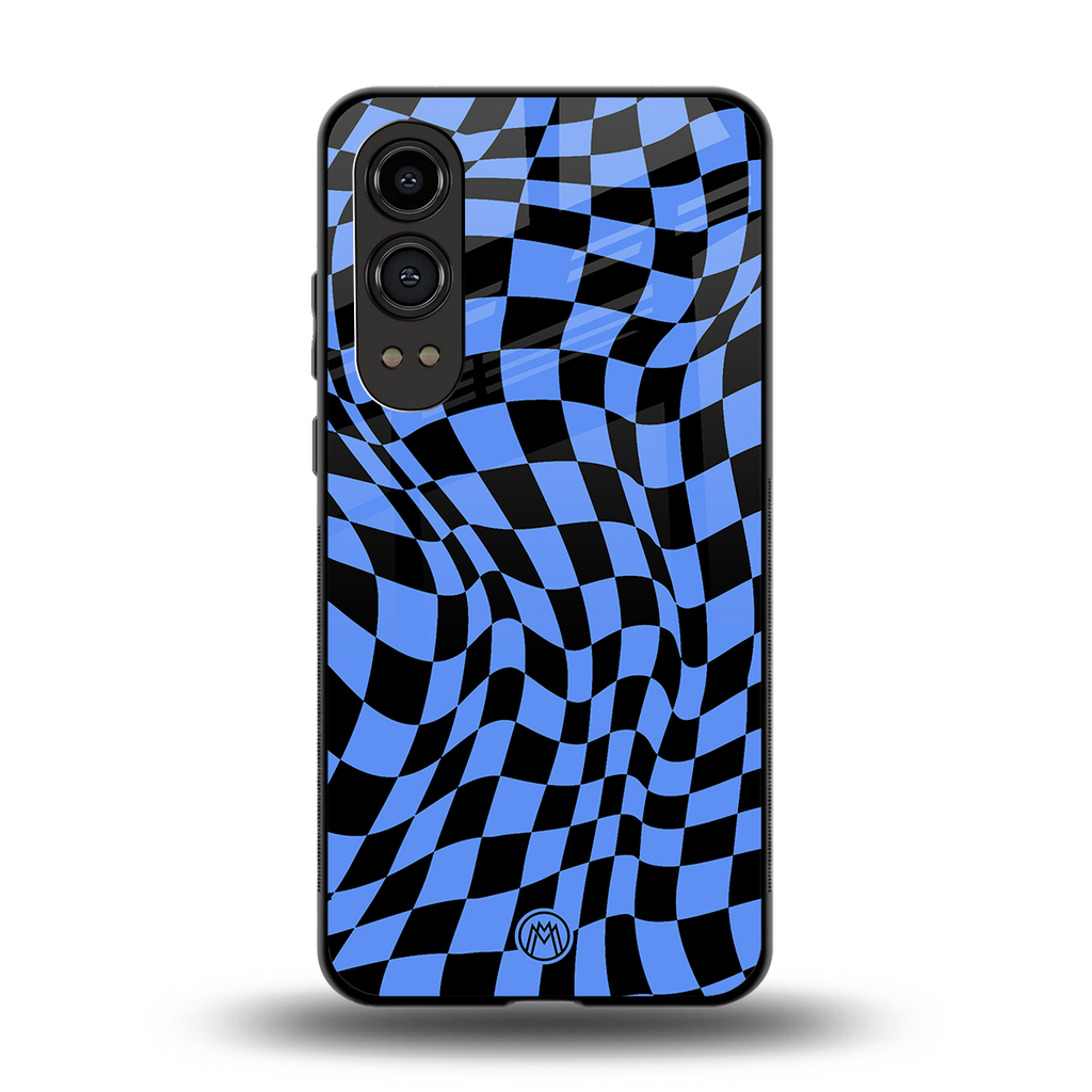 groovy blue black pattern back phone cover | glass case for oneplus nord ce 4 lite