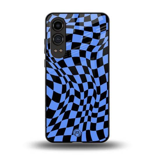 groovy blue black pattern back phone cover | glass case for oneplus nord ce 4 lite