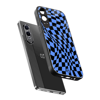 groovy blue black pattern back phone cover | glass case for oneplus nord ce 4 lite