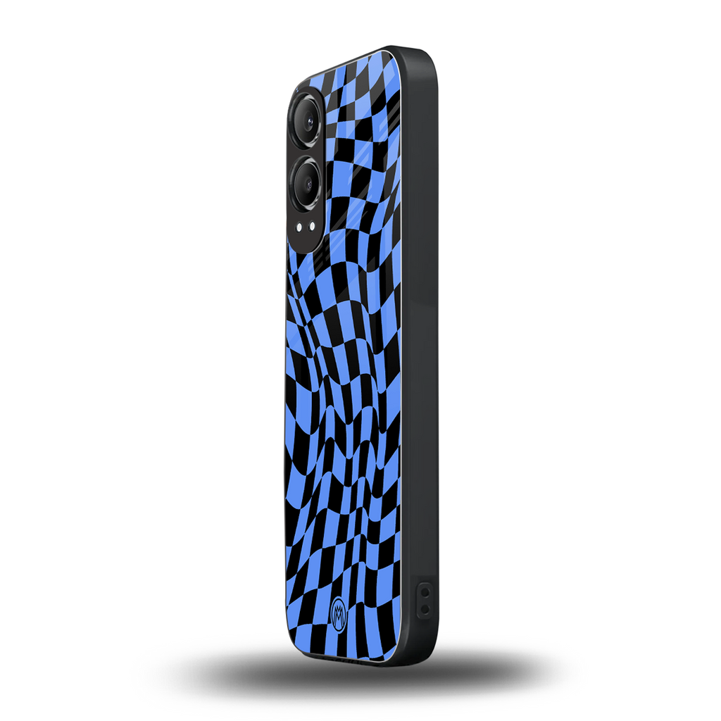 groovy blue black pattern back phone cover | glass case for oneplus nord ce 4 lite