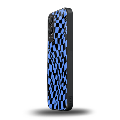 groovy blue black pattern back phone cover | glass case for oneplus nord ce 4 lite