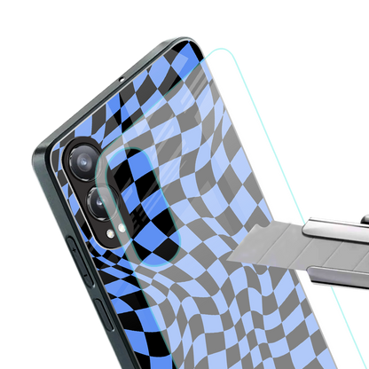 groovy blue black pattern back phone cover | glass case for oneplus nord ce 4 lite