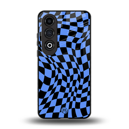 groovy blue black pattern back phone cover | glass case for oneplus nord ce 4