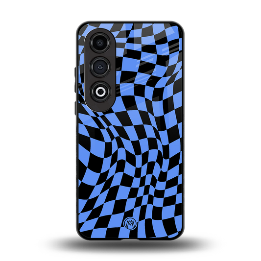 groovy blue black pattern back phone cover | glass case for oneplus nord ce 4