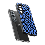 groovy blue black pattern back phone cover | glass case for oneplus nord ce 4