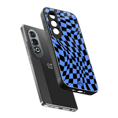 groovy blue black pattern back phone cover | glass case for oneplus nord ce 4