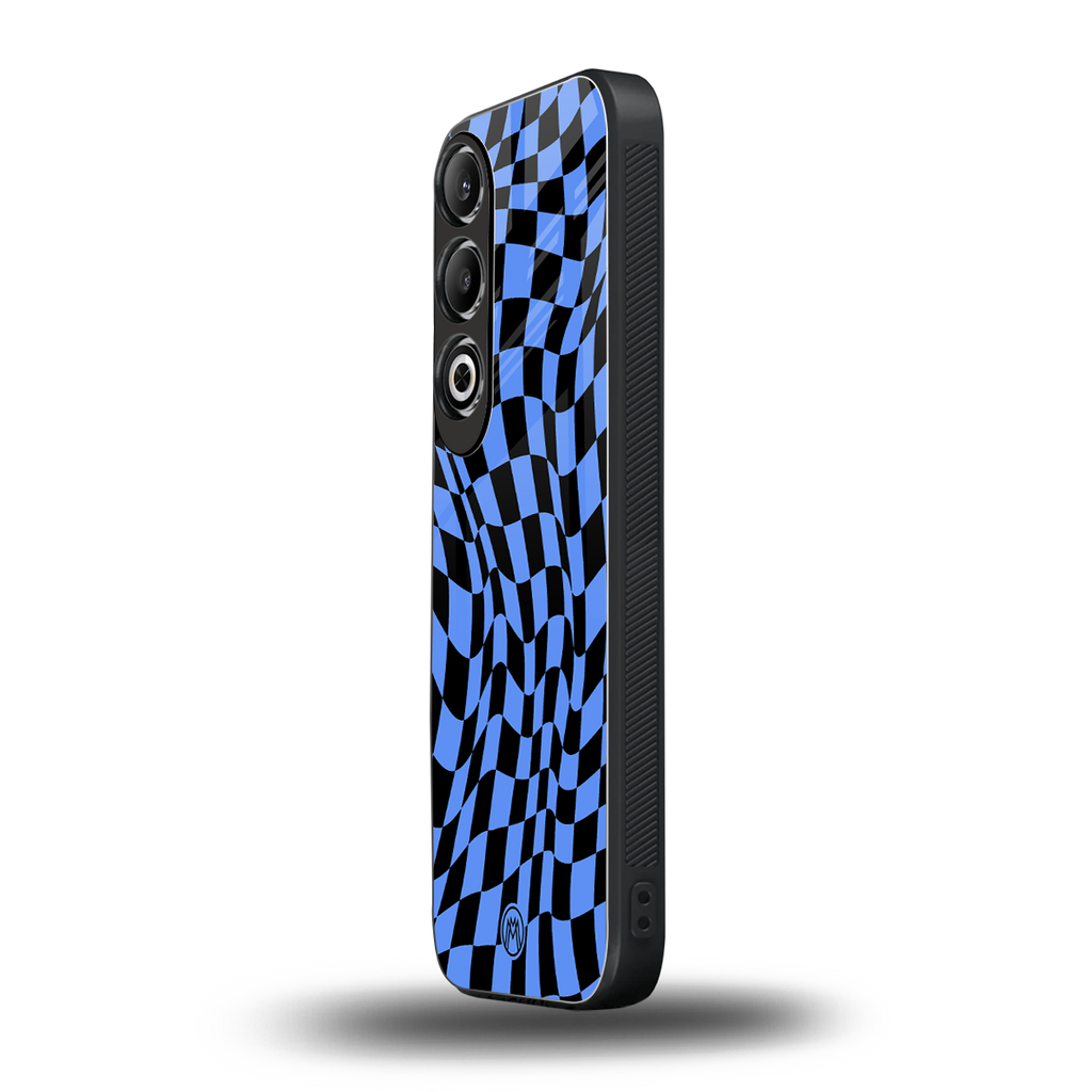groovy blue black pattern back phone cover | glass case for oneplus nord ce 4