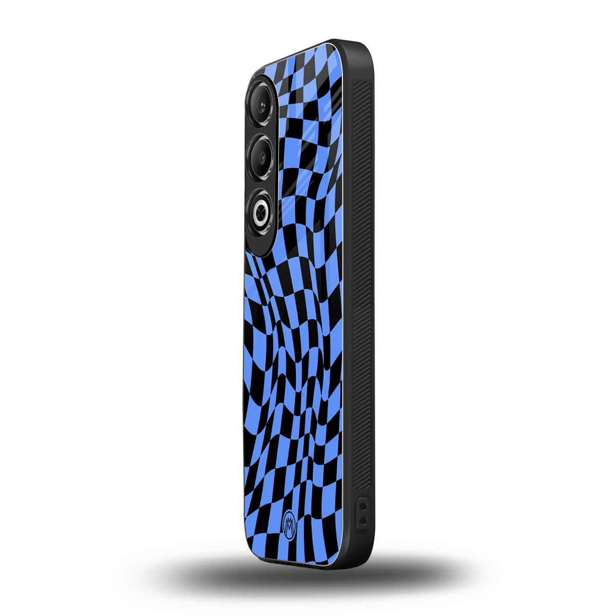 groovy blue black pattern back phone cover | glass case for oneplus nord ce 4