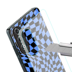 groovy blue black pattern back phone cover | glass case for oneplus nord ce 4