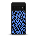 groovy blue black pattern back phone cover | glass case for google pixel 6 pro