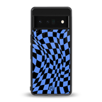 groovy blue black pattern back phone cover | glass case for google pixel 6 pro