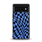 groovy blue black pattern back phone cover | glass case for google pixel 6