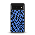 groovy blue black pattern back phone cover | glass case for Google Pixel 6A
