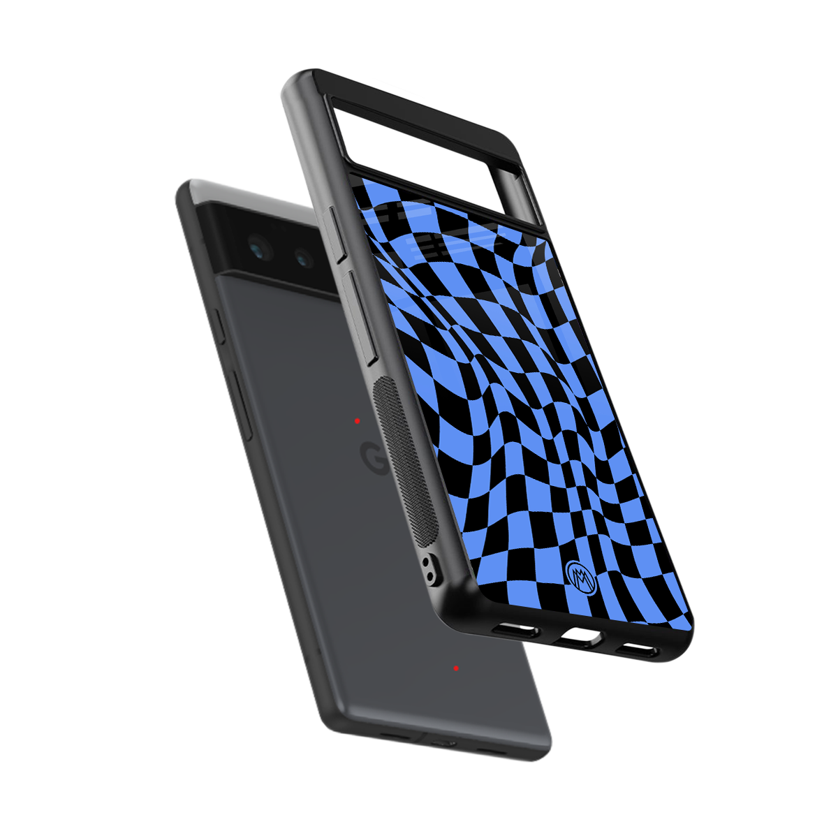 groovy blue black pattern back phone cover | glass case for google pixel 6