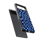 groovy blue black pattern back phone cover | glass case for Google Pixel 6A