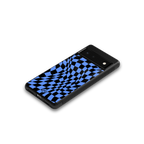 groovy blue black pattern back phone cover | glass case for google pixel 6