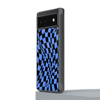groovy blue black pattern back phone cover | glass case for google pixel 6